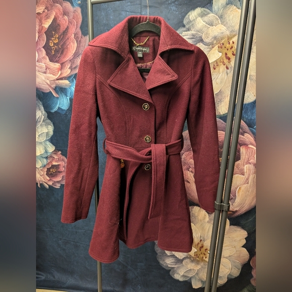INC International Concepts Burgundy Pea Coat, XS - Picture 2 of 4